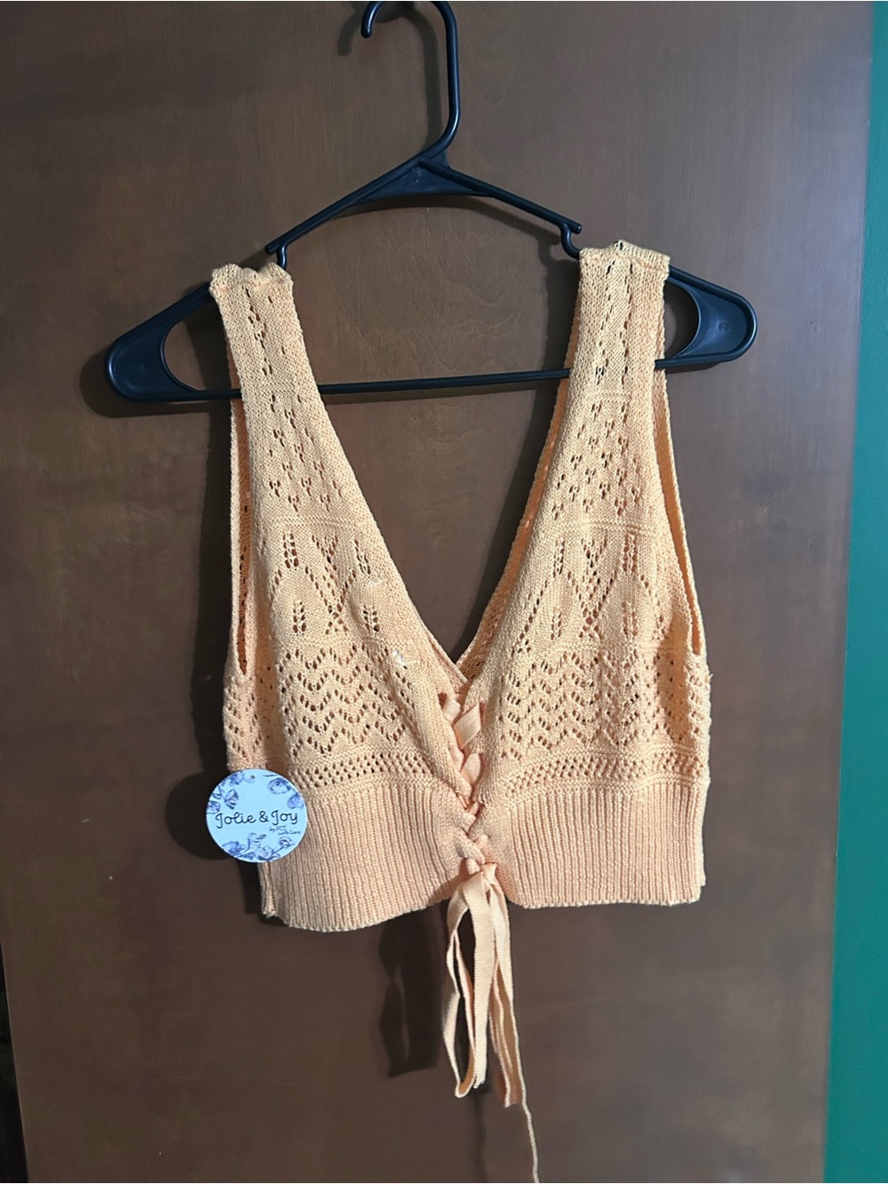 Knit Lace-Up Crop Top by Jolie & Joy - Picture 1 of 2